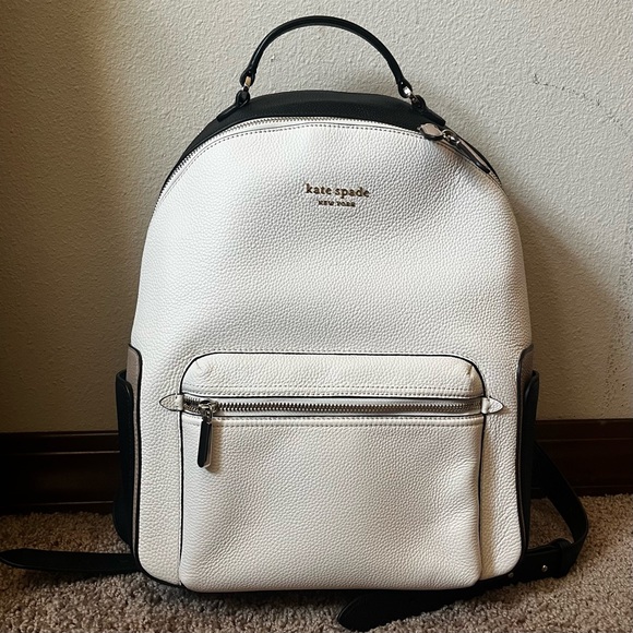 Kate Spade Black and White Color Block Leather Backpack - Picture 1 of 5